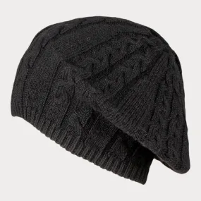 Black Cable Knit Cashmere Beret