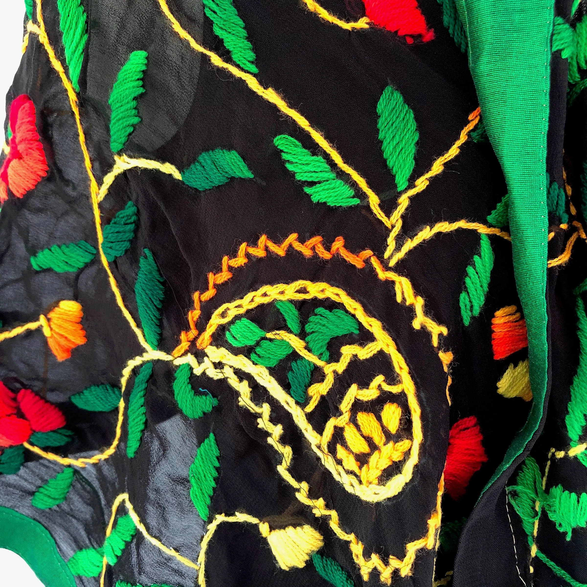 Black Embroidered Scarf or Shawl in Georgette