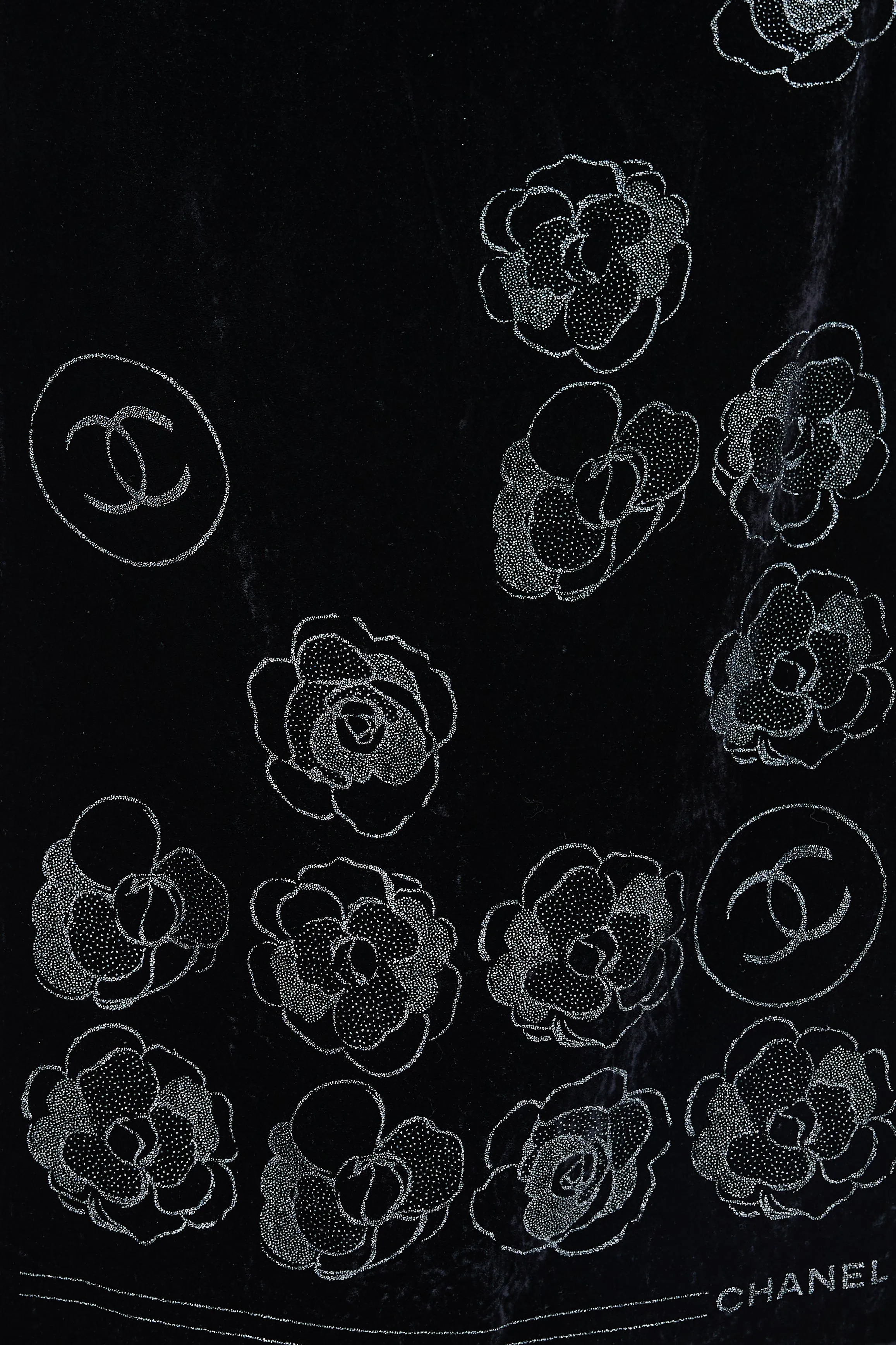 Black Velvet Floral Crystal Scarf