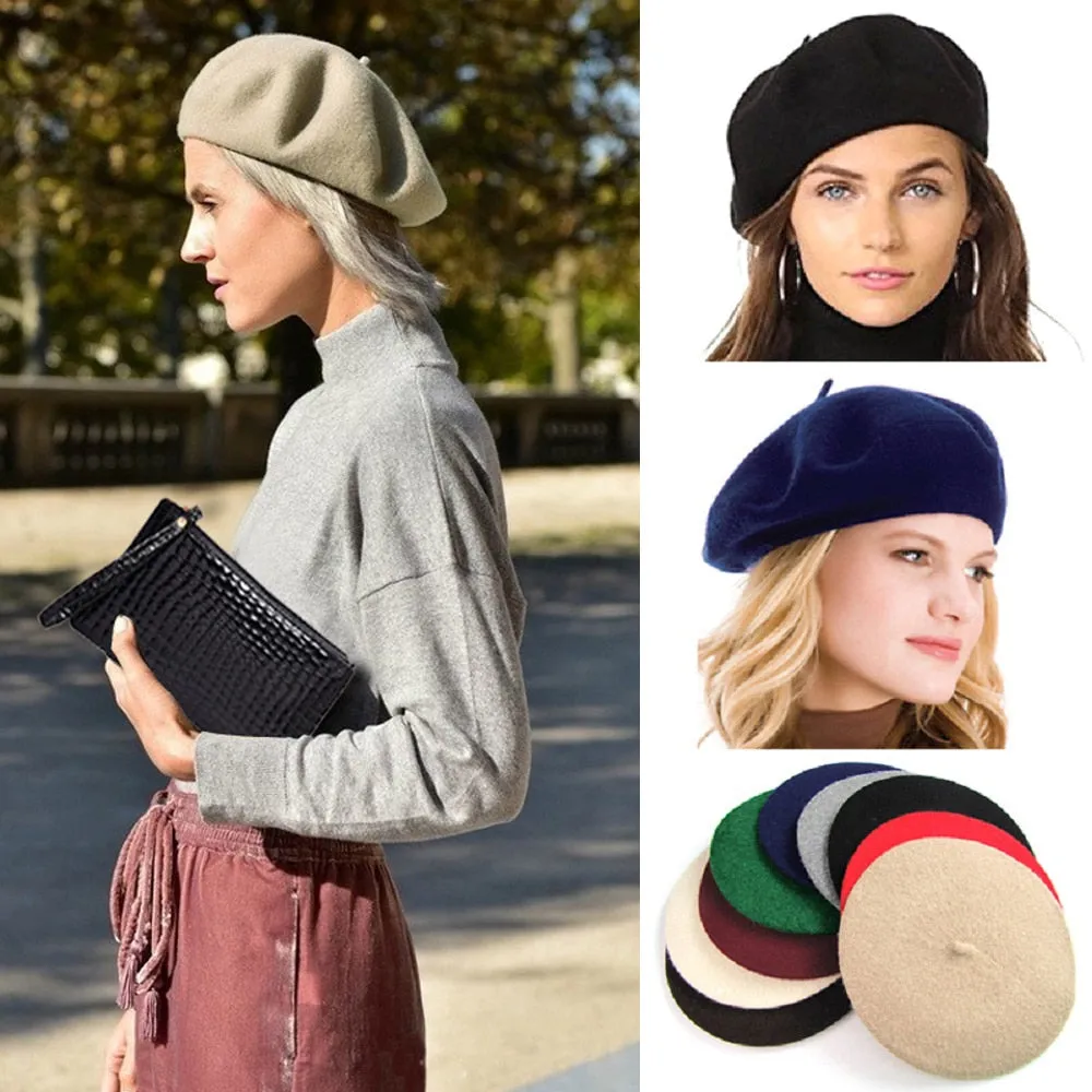 Elegant Lady Women Wool Felt Warm French Classic Beret