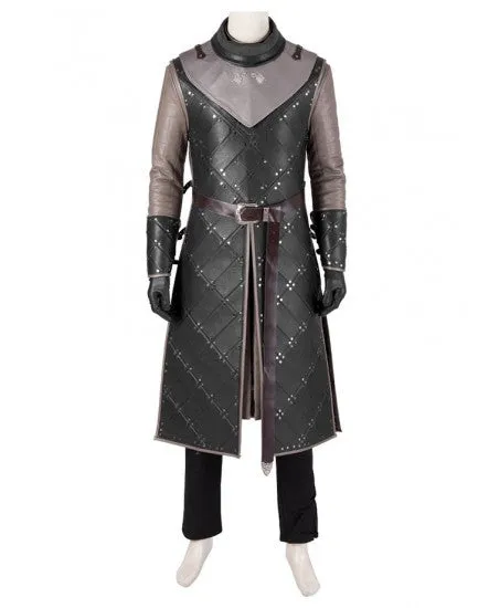 Game Of Thrones 8 Jon Snow Cosplay Costume Men's Fur Coat with Cloak - Updated Version