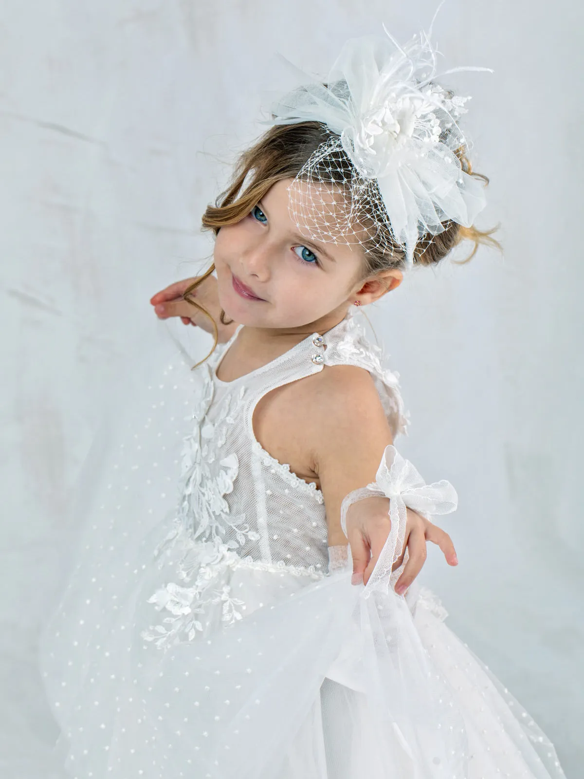 Girl's Asymmetric Dress with lace - NASTYA