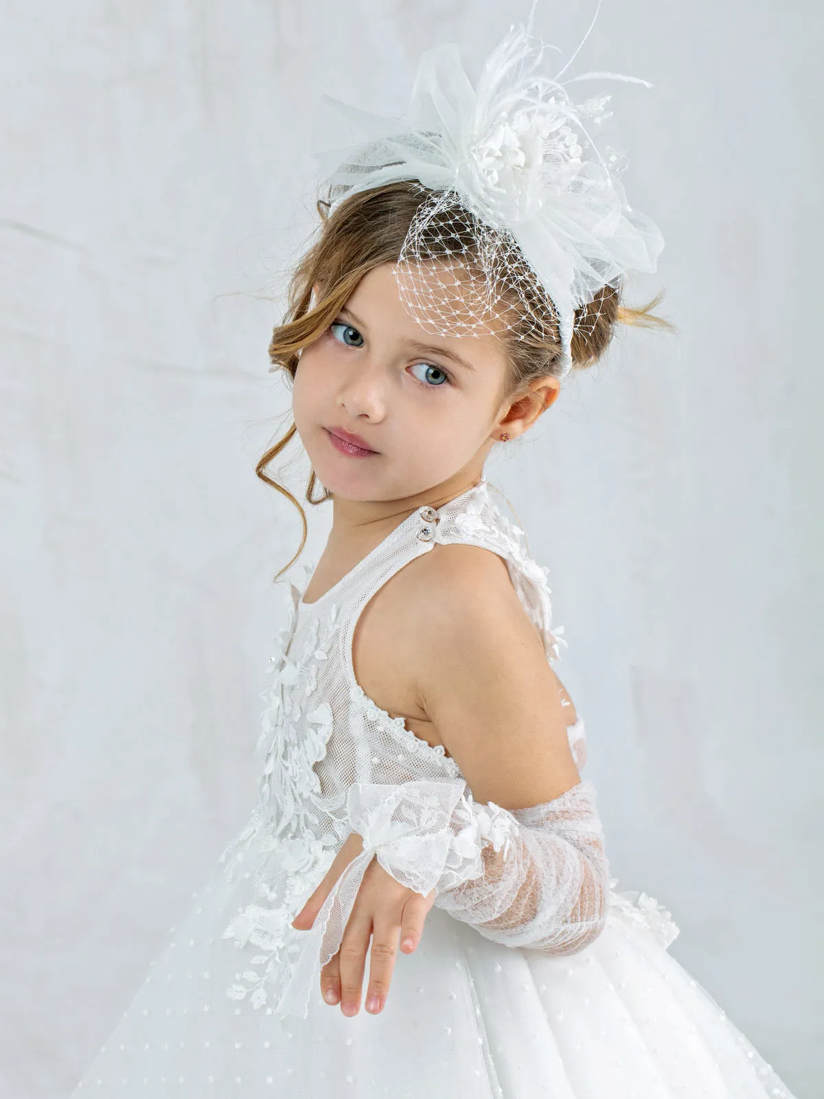 Girl's Asymmetric Dress with lace - NASTYA