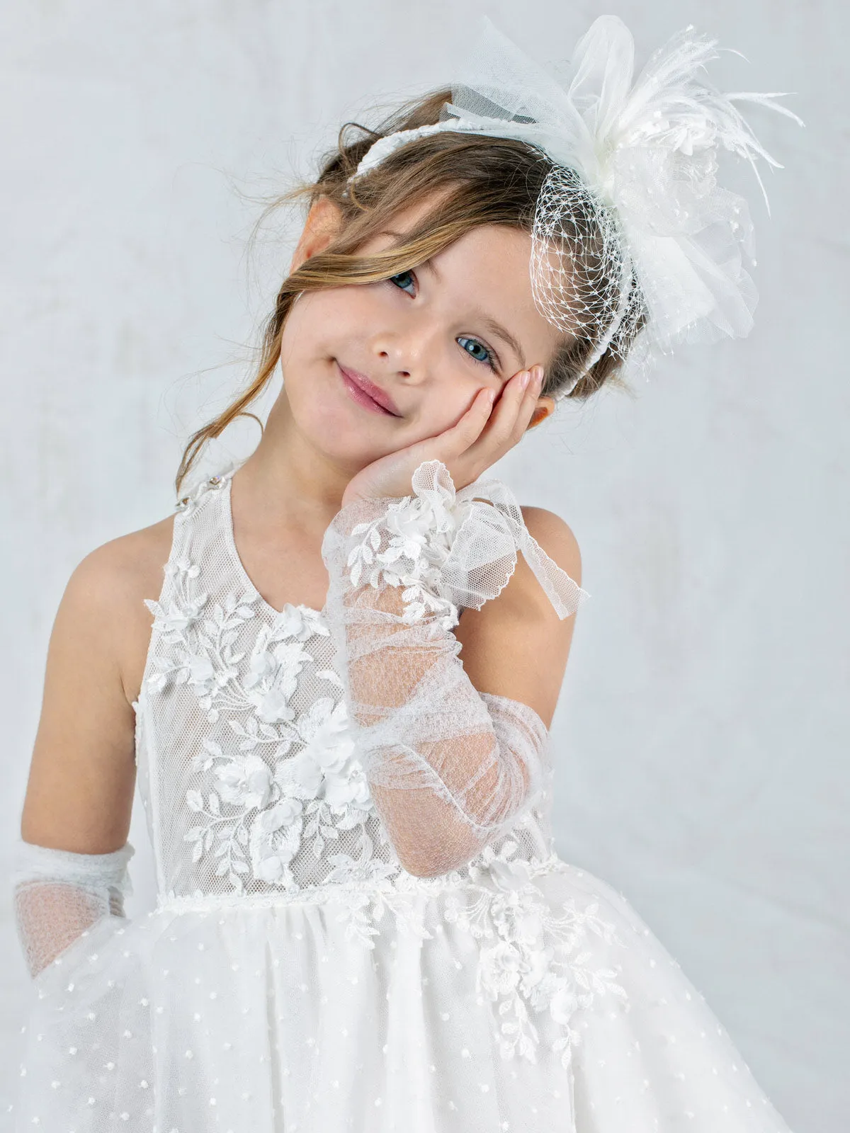 Girl's Asymmetric Dress with lace - NASTYA