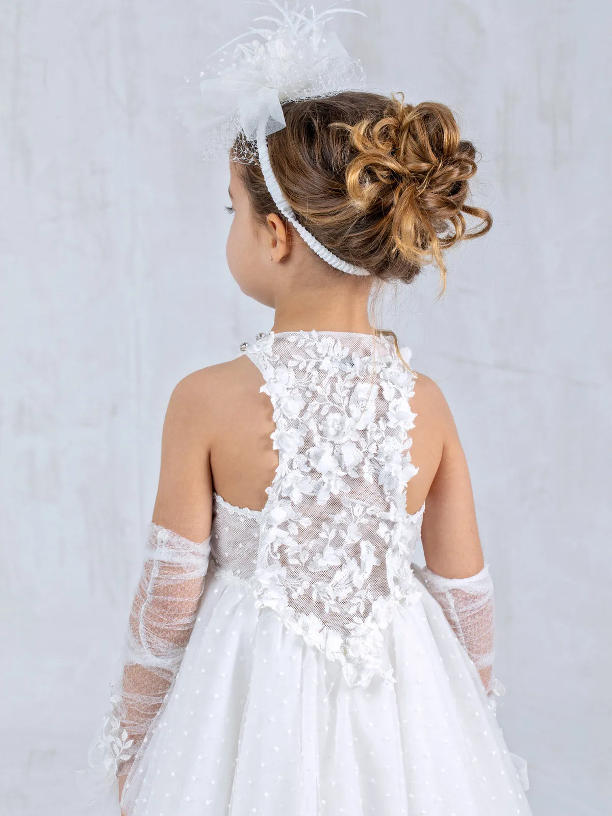 Girl's Asymmetric Dress with lace - NASTYA