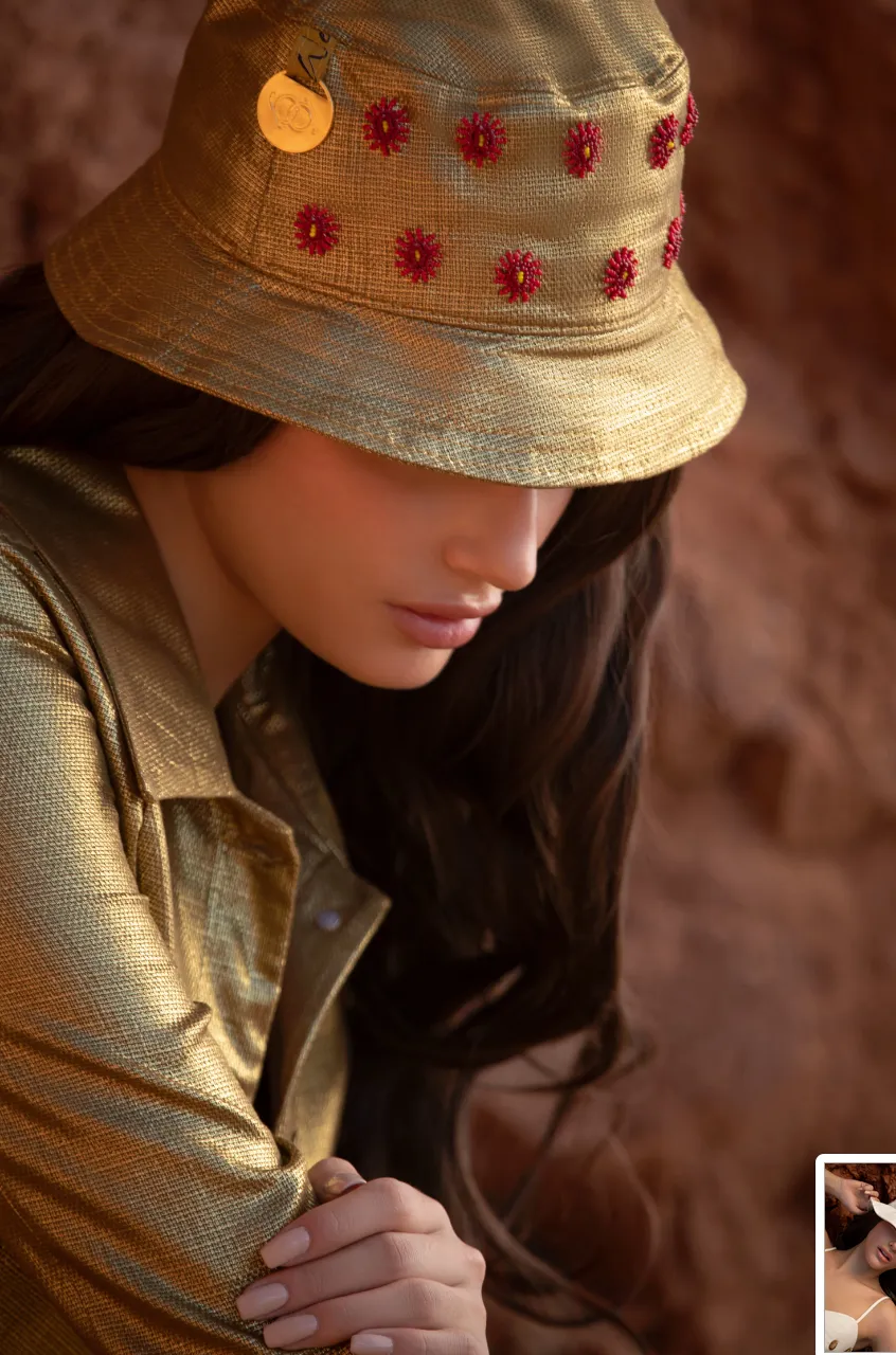Gold Handwoven Bucket Hat