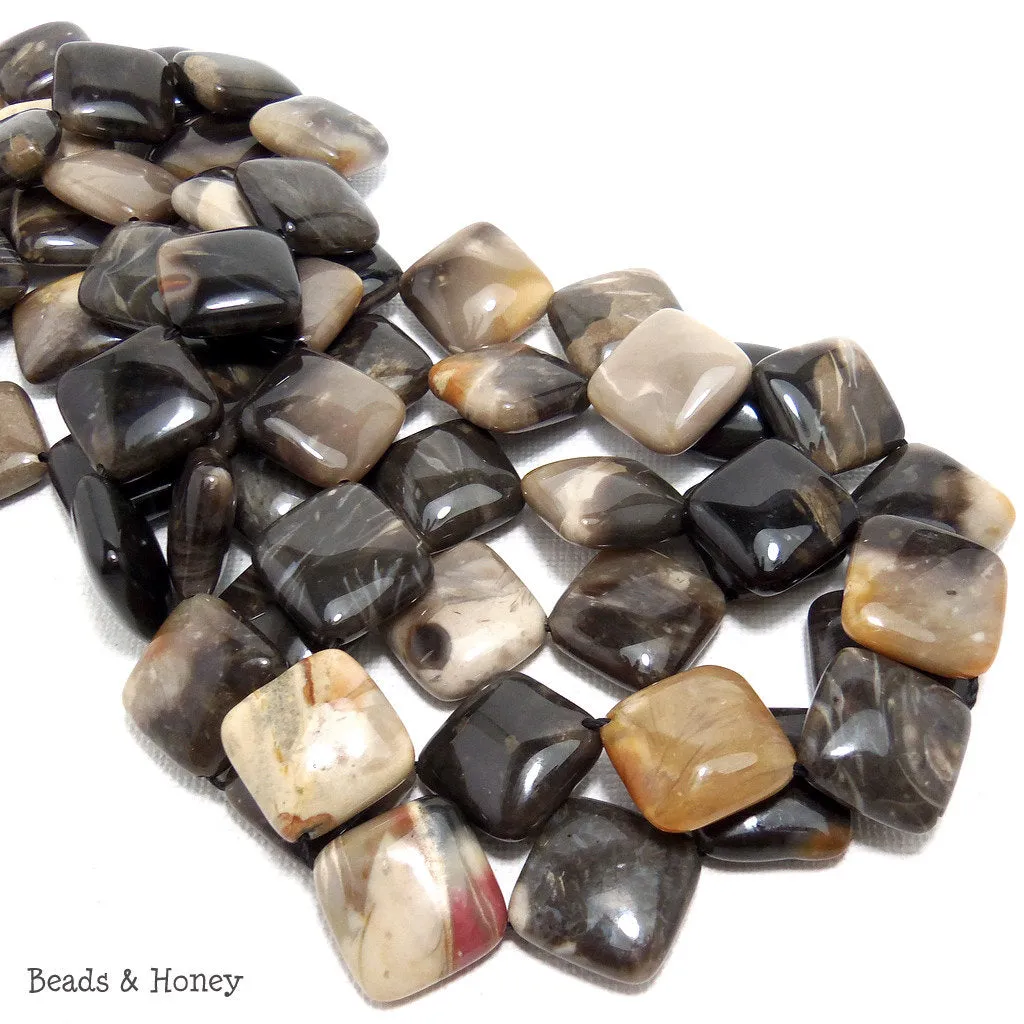Gray Sheepskin Jasper Diamond Smooth 18mm (Half Strand)