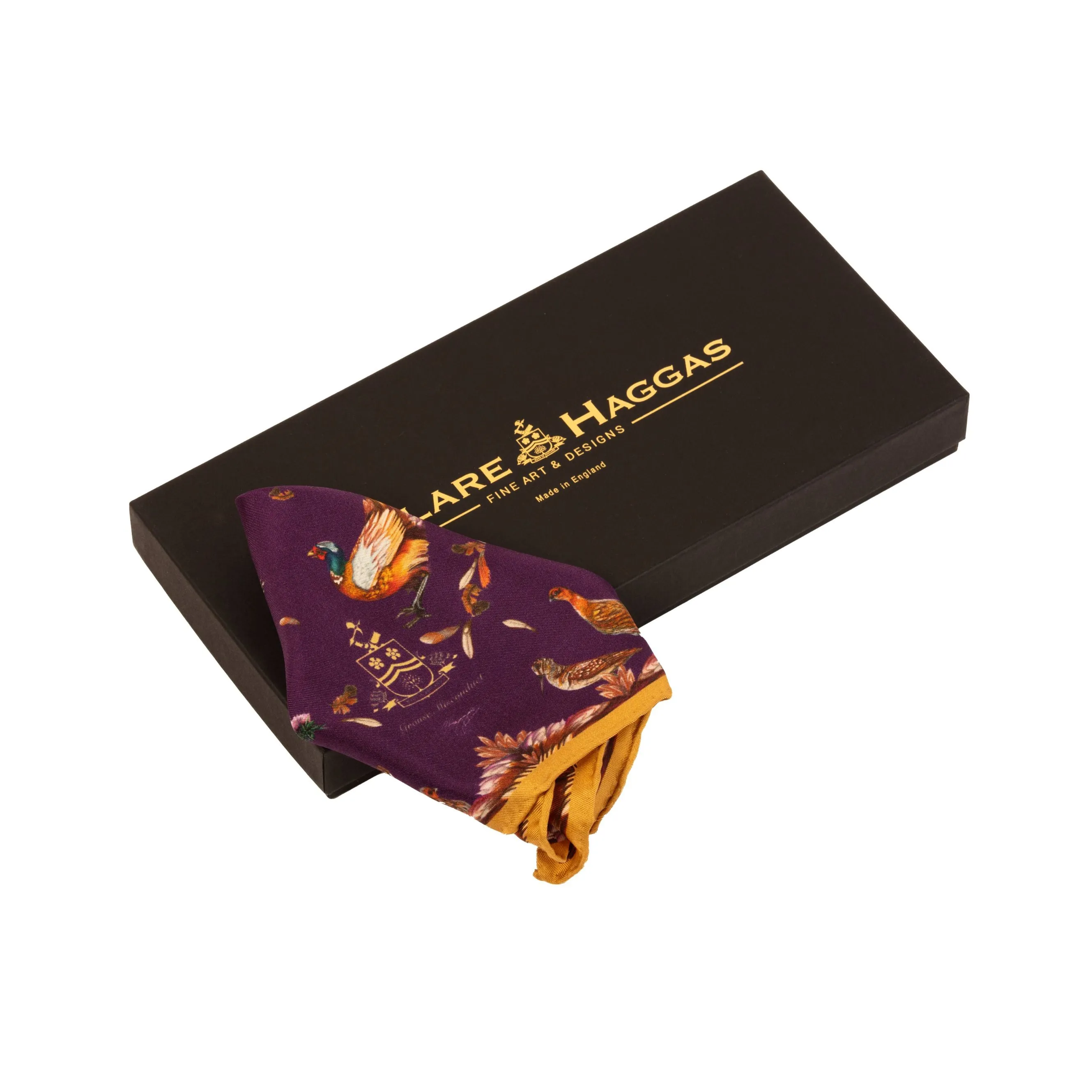 Grouse Misconduct Aubergine & Gold Mini Square Silk Scarf
