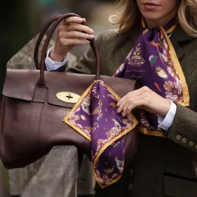 Grouse Misconduct Aubergine & Gold Mini Square Silk Scarf