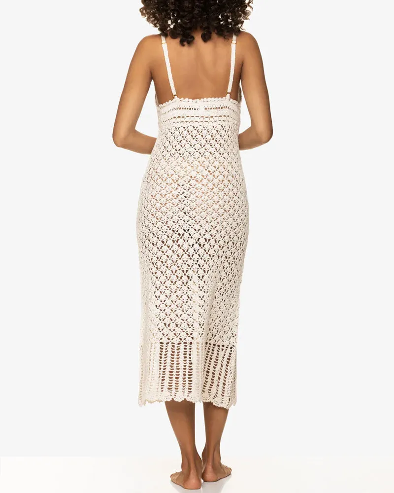 Helen Jon Ivory Claudia Crochet Midi Dress