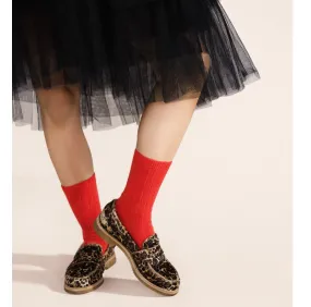 Italia Cashmere Cozy RIb Crew Sock - Pomegranate