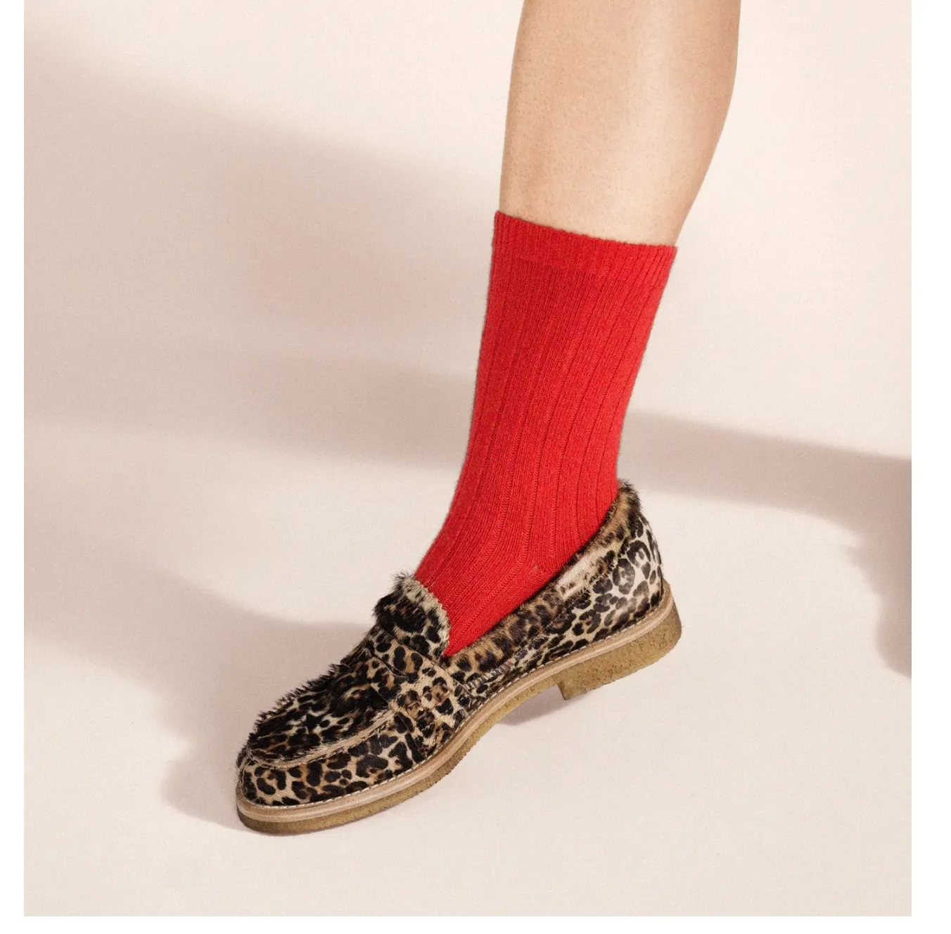 Italia Cashmere Cozy RIb Crew Sock - Pomegranate