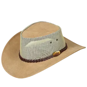 JACARU Summer Breeze Squashy Cooler Suede Leather Hat Brim Vented Mesh 1019