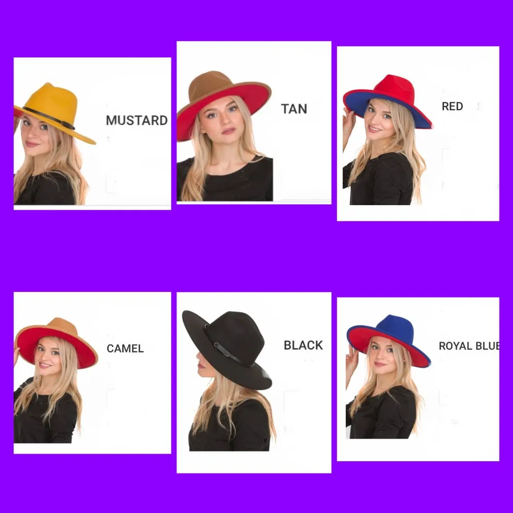 Red bottom wide brim fedora hats