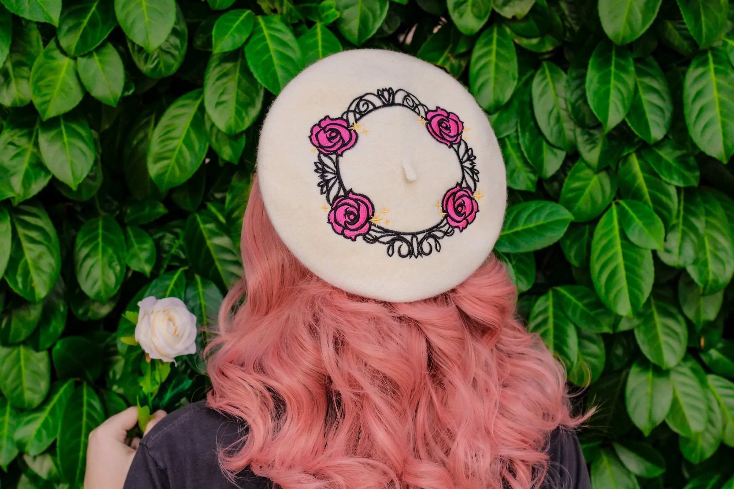 Revolutionary Rose Garden Embroidered Beret!