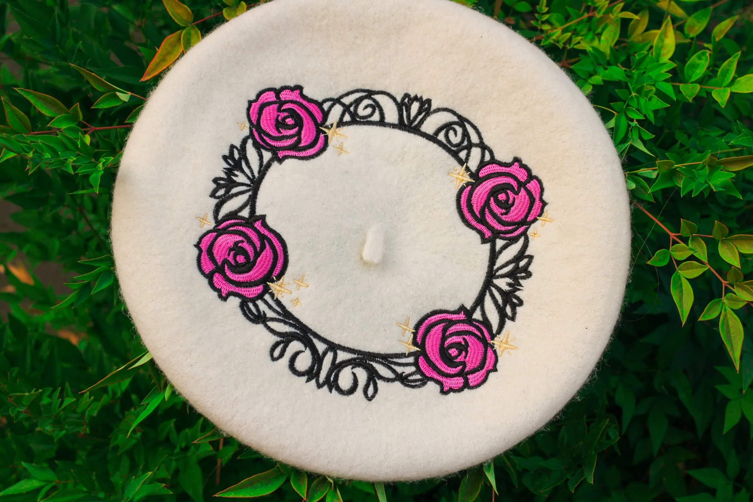 Revolutionary Rose Garden Embroidered Beret!