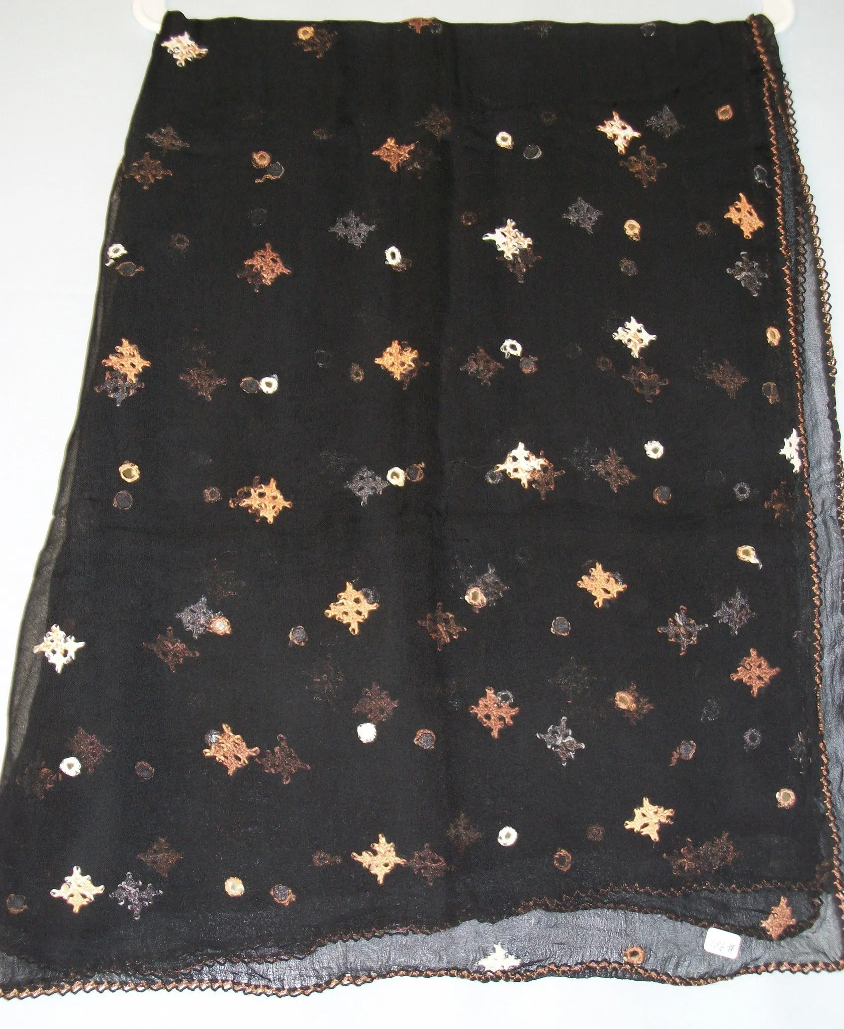 Scarf 981 Black Georgette Phulkari Dupatta Chunni Shieno Sarees