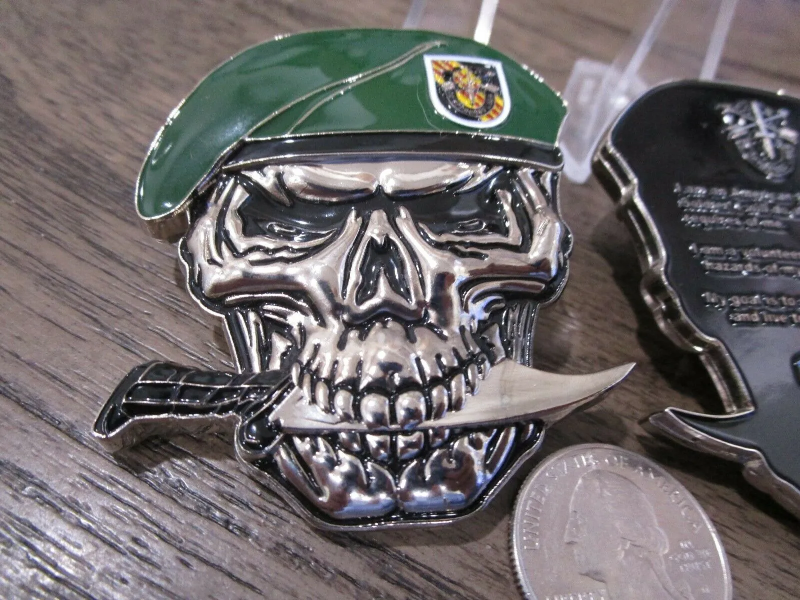 US Army 5th SFG(A) Special Forces Group Green Berets Creed Reapers Skull Challenge Coin