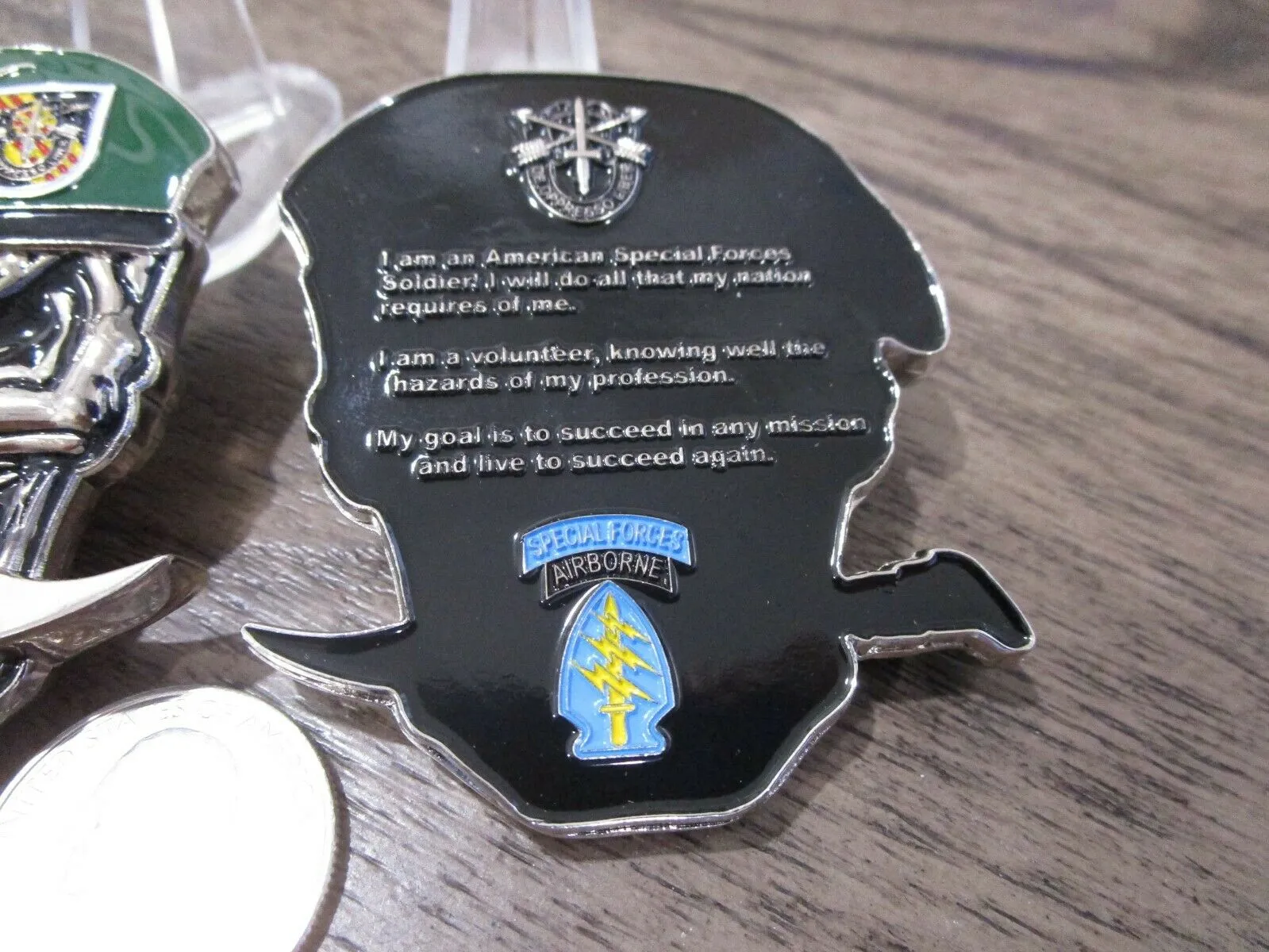 US Army 5th SFG(A) Special Forces Group Green Berets Creed Reapers Skull Challenge Coin