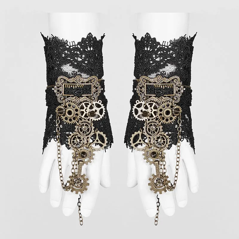 WS-287 Womens Steampunk Gear Lace Gloves